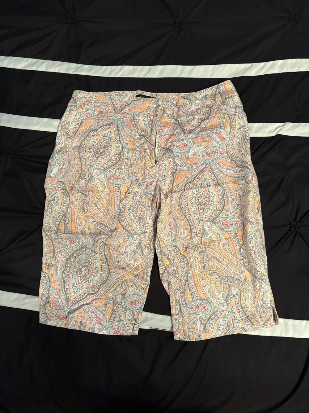 Women’s Paisley Shorts in Peach, Teal and Cream